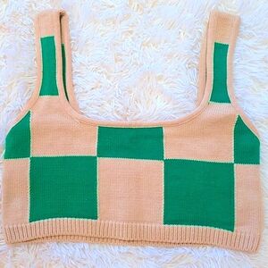 Fashionable cropped crochet vest, never worn, US 6